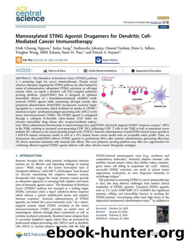 Mannosylated STING Agonist Drugamers for Dendritic Cell-Mediated Cancer Immunotherapy by unknow