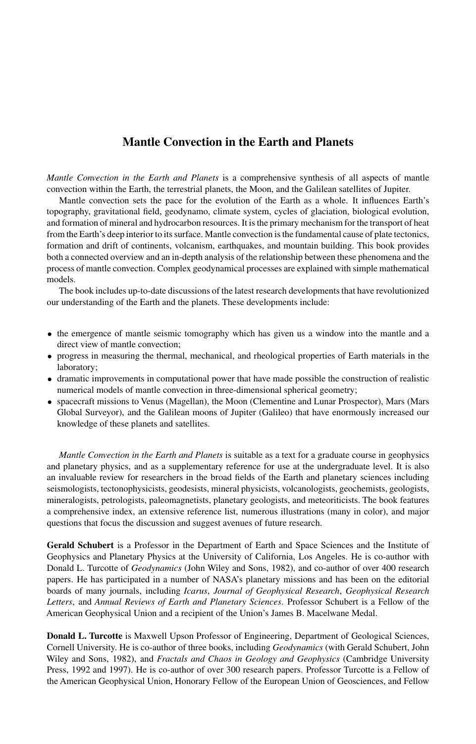 Mantle Convection in the Earth and Planets (Cambridge Monographs on Mechan) by Gerald Schubert Donald L. Turcotte Peter Olson