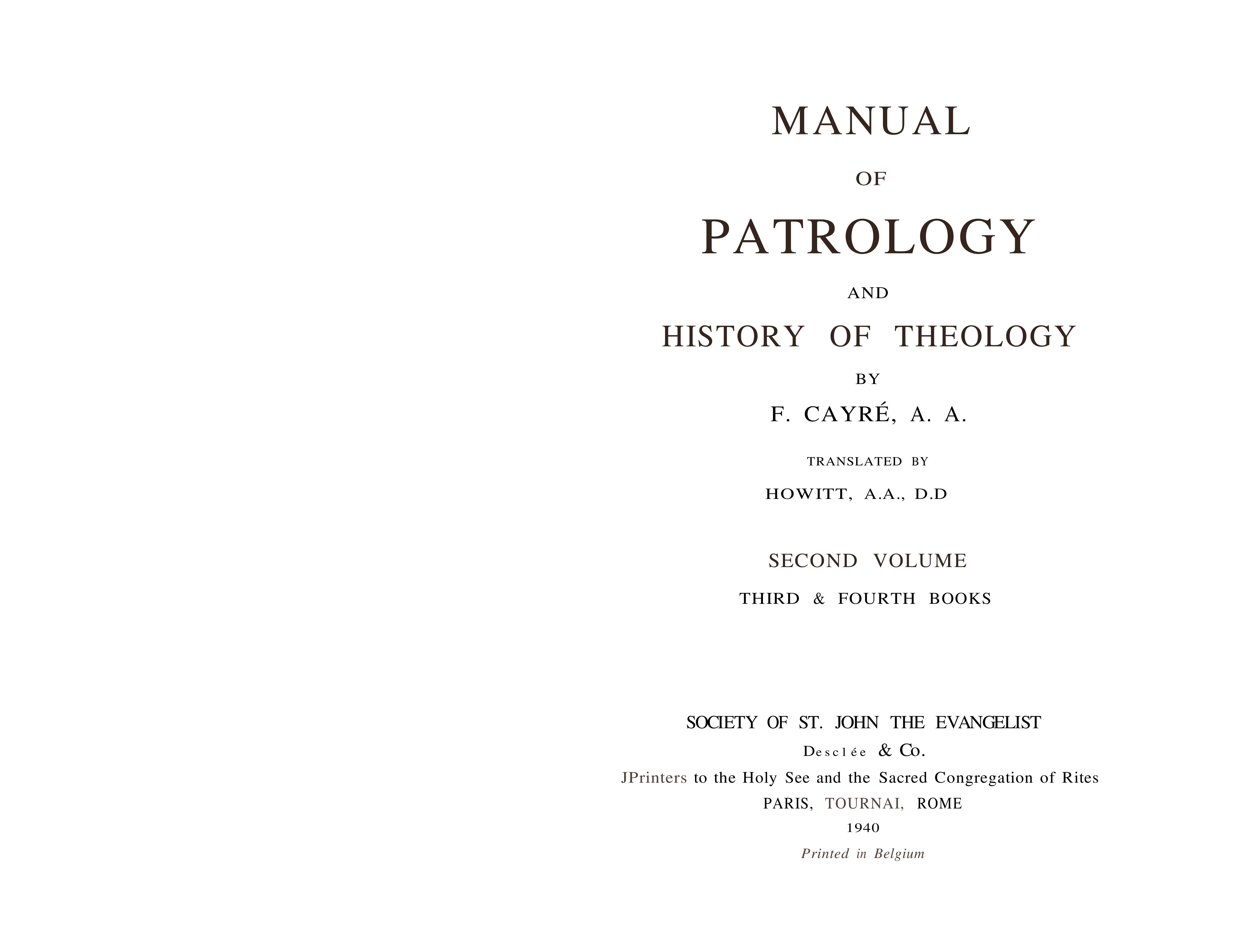 Manual of Patrology & History of Theology vol 2- Cayre.pdf by Unknown