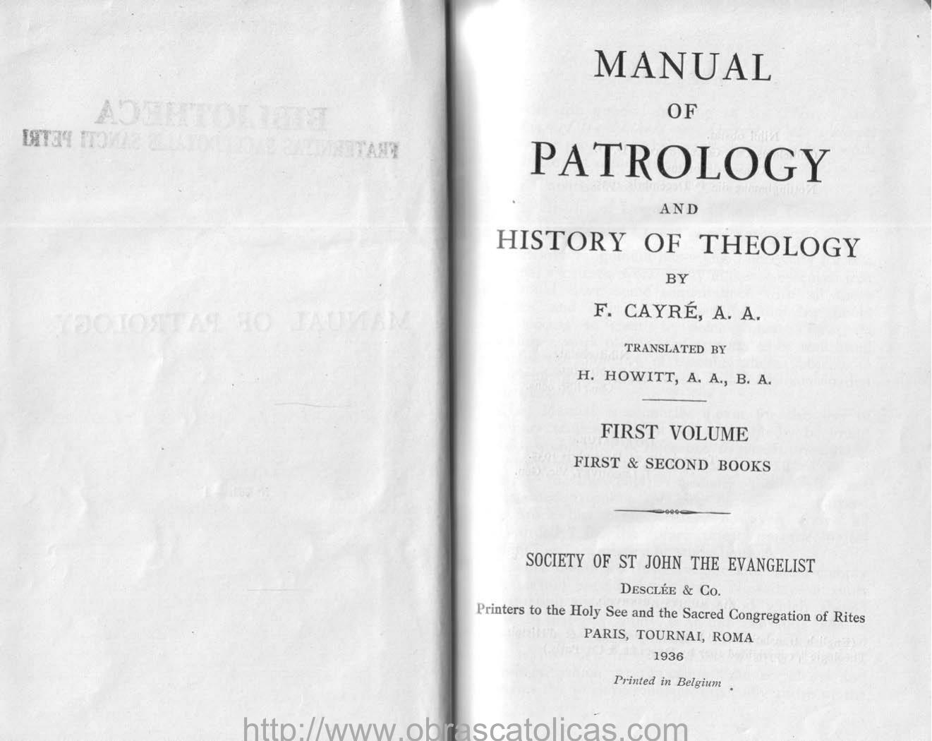 Manual of Patrology and History of Theology by Fulbert Cayré