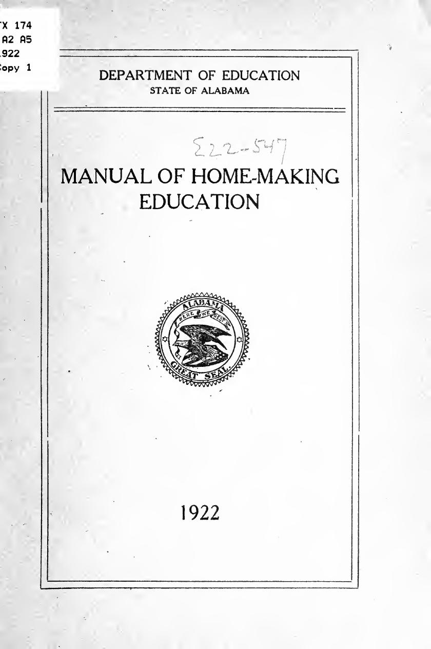Manual of home-making education by Alabama. Dept. of education