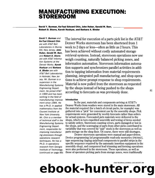 Manufacturing Execution: Storeroom by Unknown