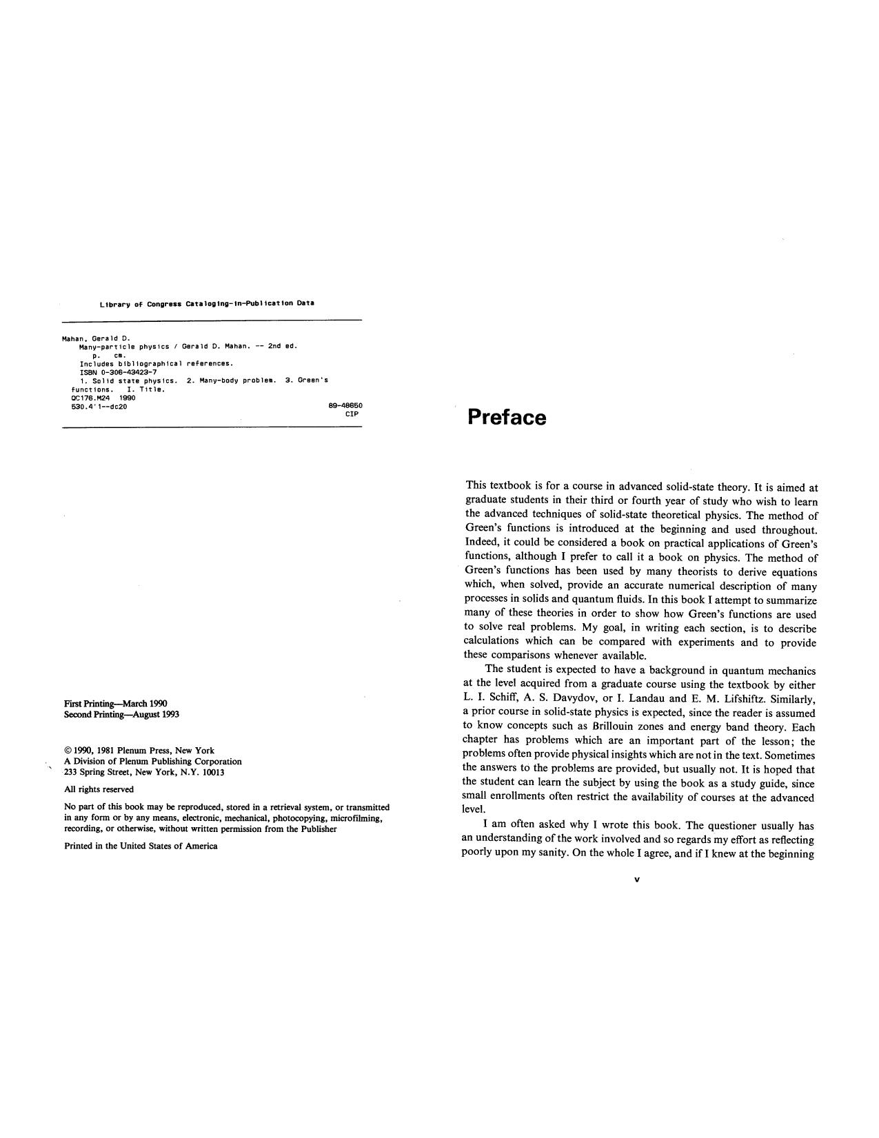 Many-Particle Physics by G. Mahan