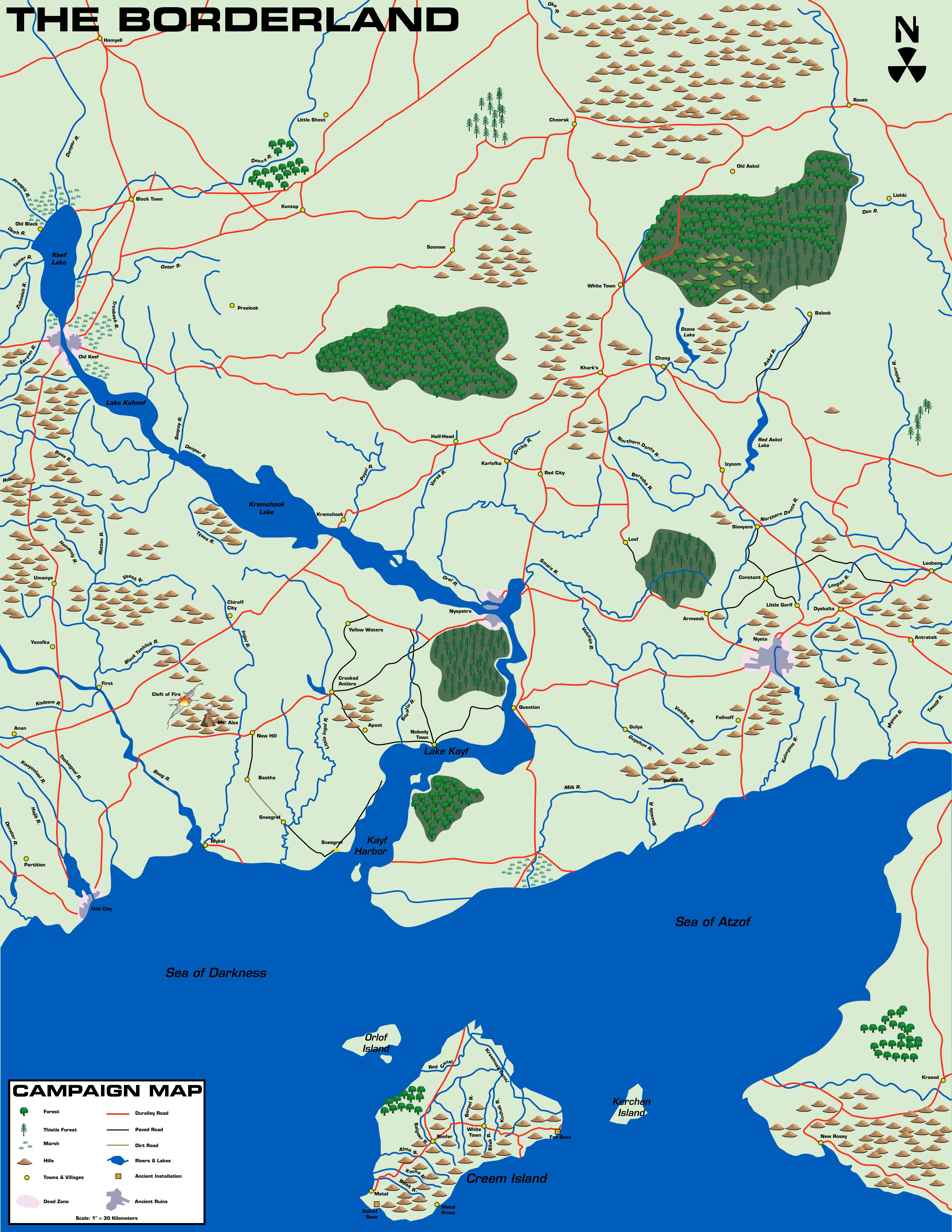 Map of the Borderland 2451 A.D. by Patrick Murphy a Mad Irishman Production (www.mad-irishman.net)