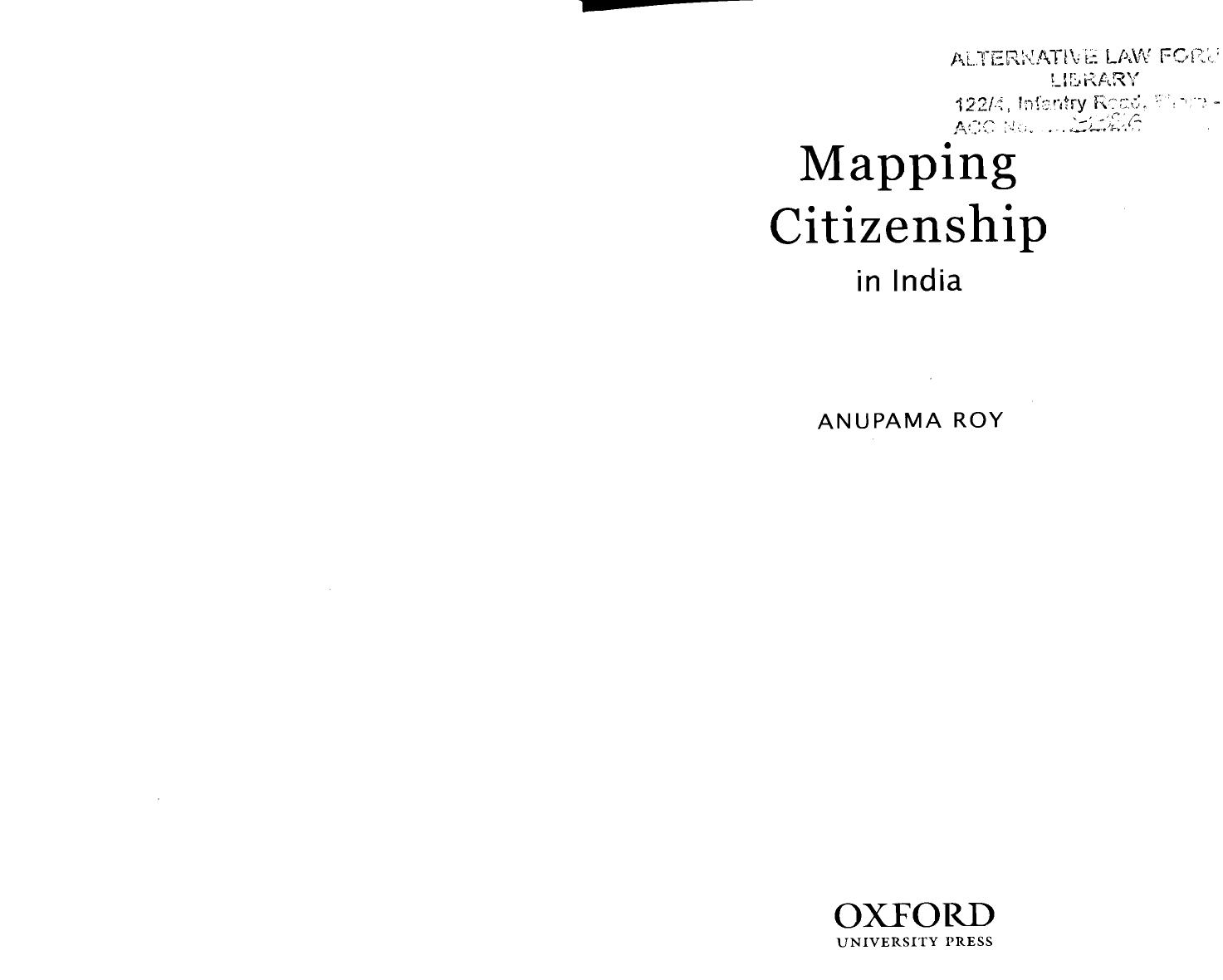 Mapping Citizenship in India by unknow