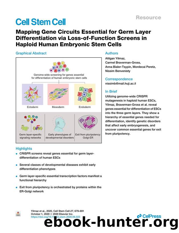 Mapping Gene Circuits Essential for Germ Layer Differentiation via Loss-of-Function Screens in Haploid Human Embryonic Stem Cells by Atilgan Yilmaz & Carmel Braverman-Gross & Anna Bialer-Tsypin & Mordecai Peretz & Nissim Benvenisty
