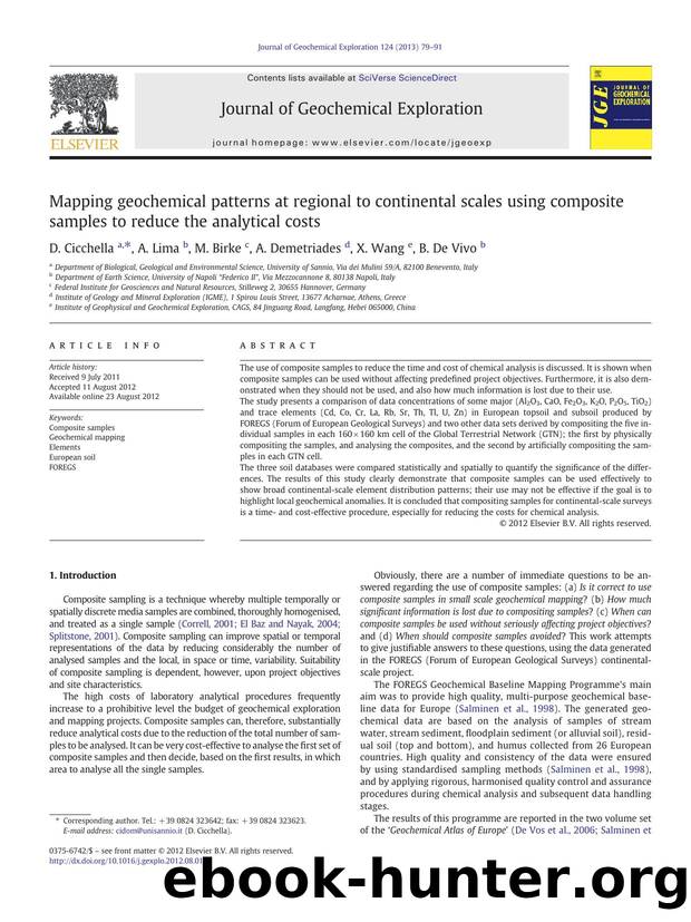 Mapping geochemical patterns at regional to continental scales using composite samples to reduce the analytical costs by D. Cicchella & A. Lima & M. Birke & A. Demetriades & X. Wang & B. De Vivo