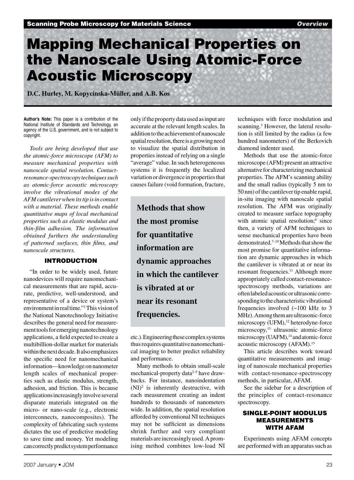 Mapping mechanical properties on the nanoscale using atomic-force acoustic microscopy by Unknown