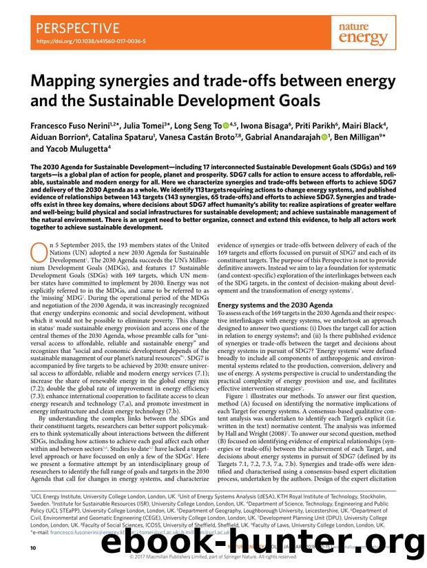 Mapping synergies and trade-offs between energy and the Sustainable Development Goals by unknow