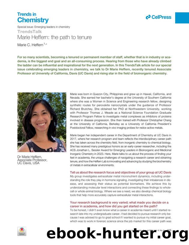 Marie Heffern: the path to tenure by Marie C. Heffern