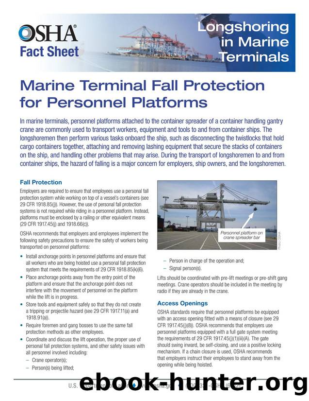 Marine Terminal Fall Protection for Personnel Platforms by OSHA