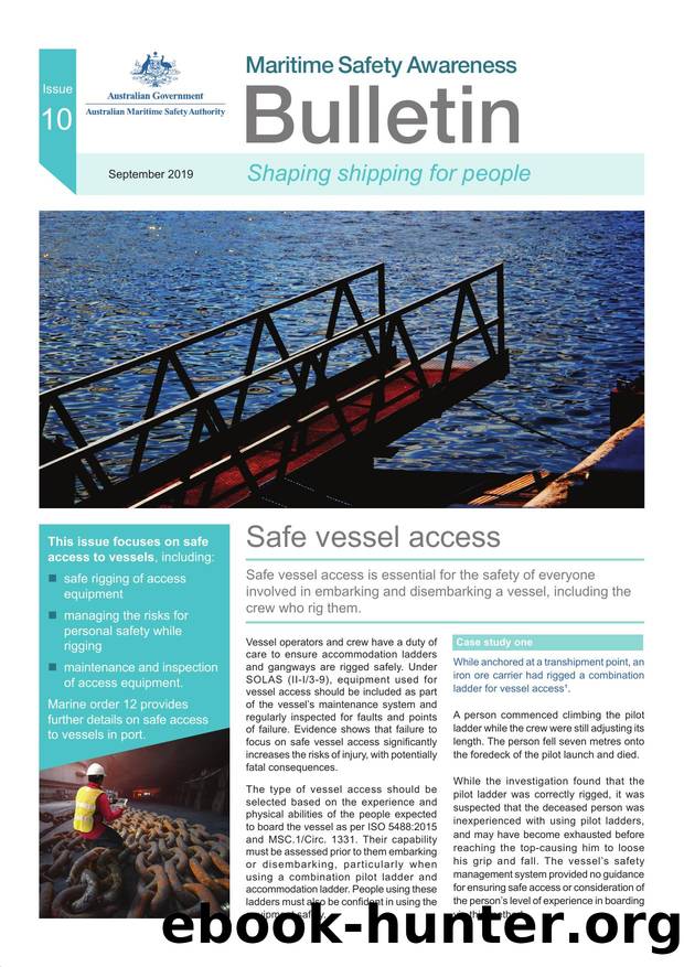 Maritime Safety Awareness Bulletin - Issue 10 - Safe Vessel Access by Australian Maritime Safety Authority