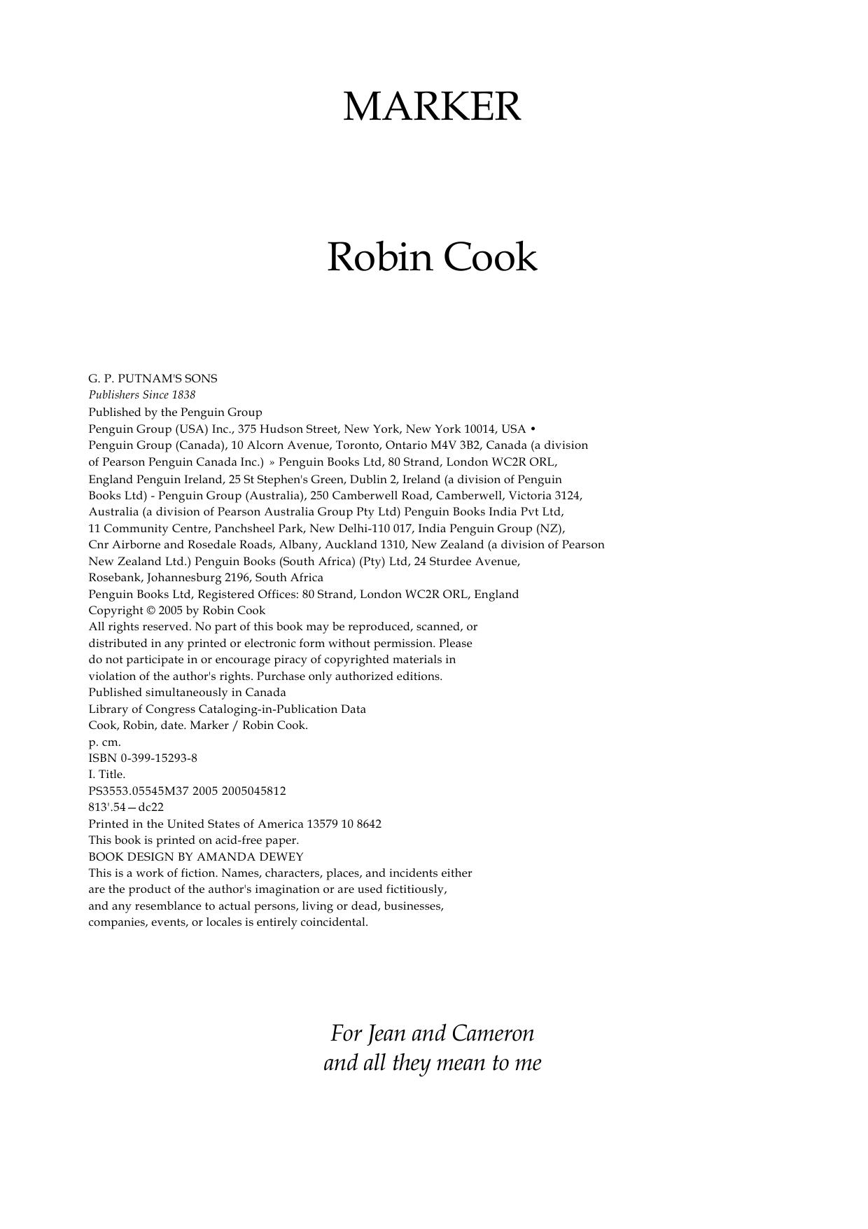 Marker by Robin Cook