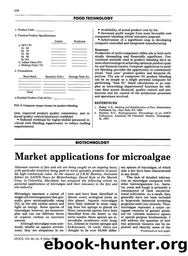 Market applications for microalgae by Unknown