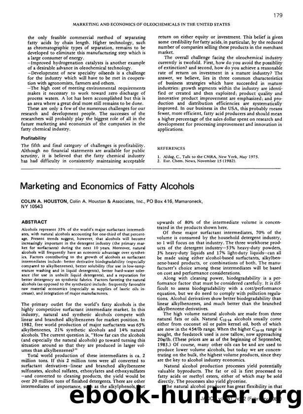Marketing and economics of fatty alcohols by Unknown