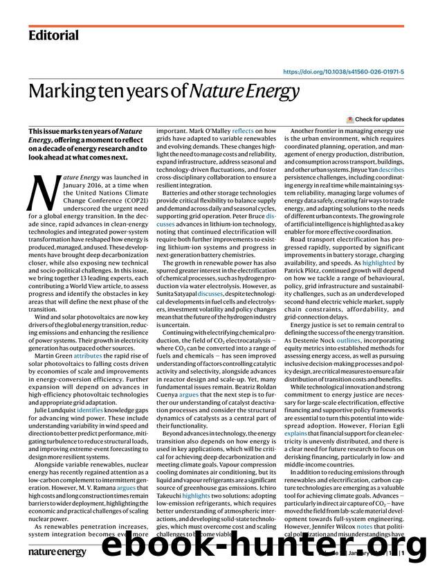 Marking ten years of Nature Energy by Unknown
