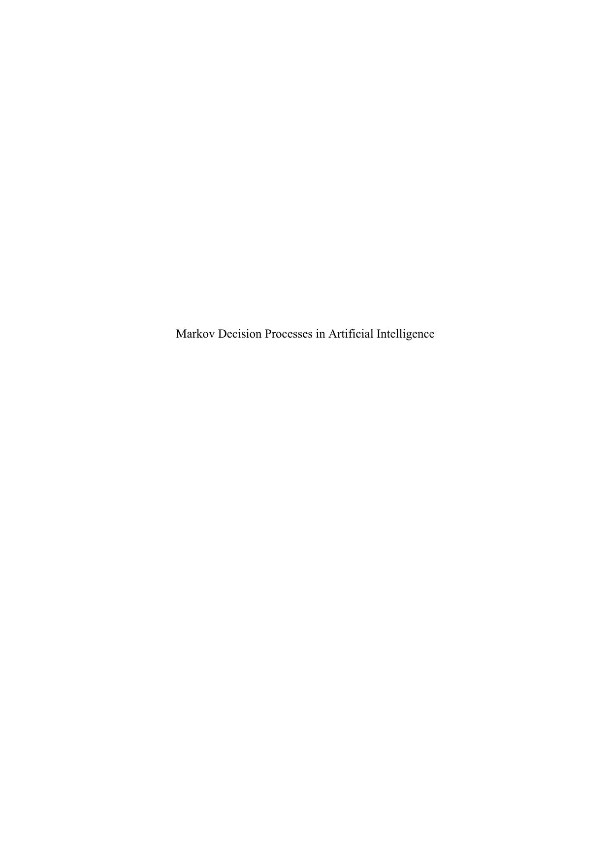 Markov Decision Processes and Artificial Intelligence by Unknow