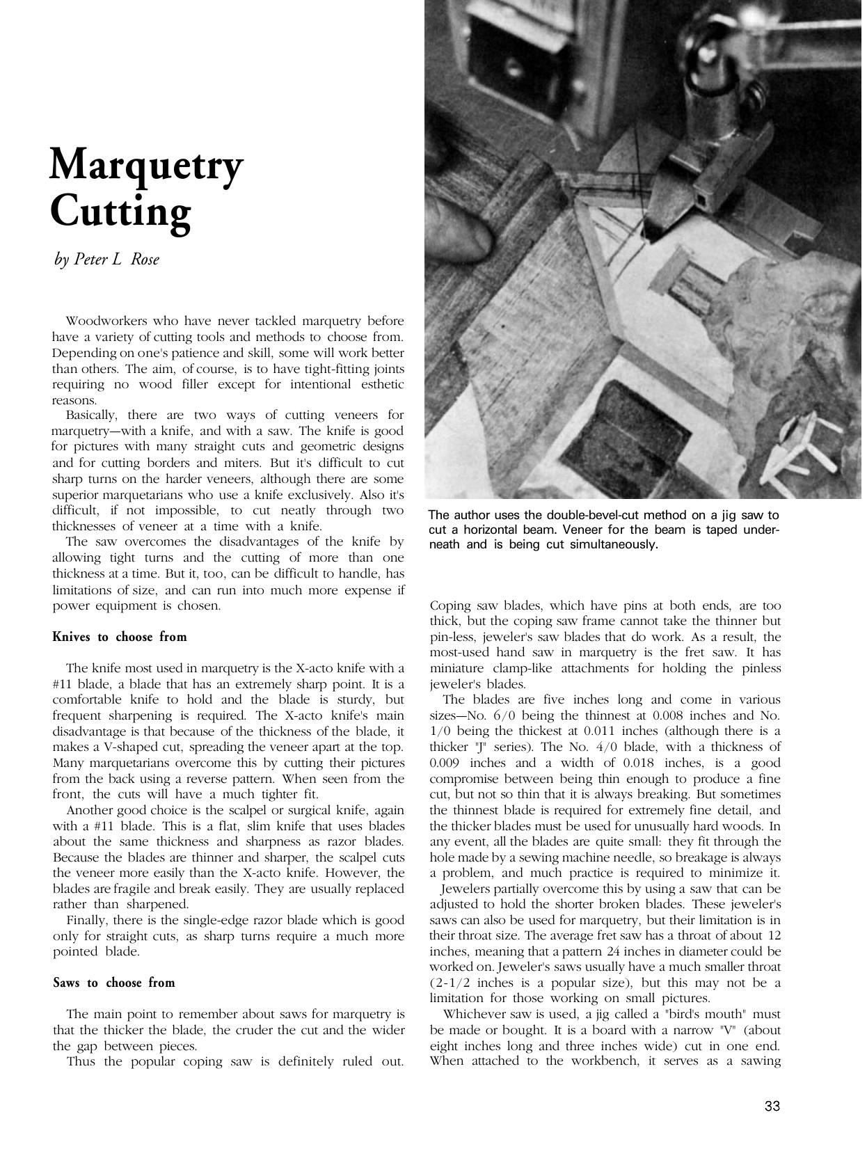Marquetry Cutting by Peter L. Rose