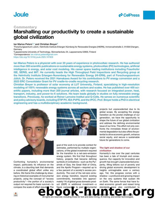 Marshalling our productivity to create a sustainable global civilization by Ian Marius Peters & Christian Breyer