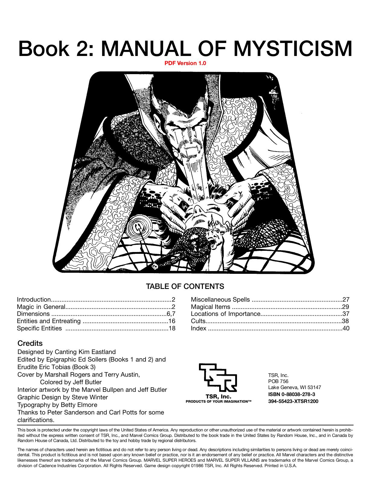Marvel Super Heroes Manual of Mysticism by Charles Christensen