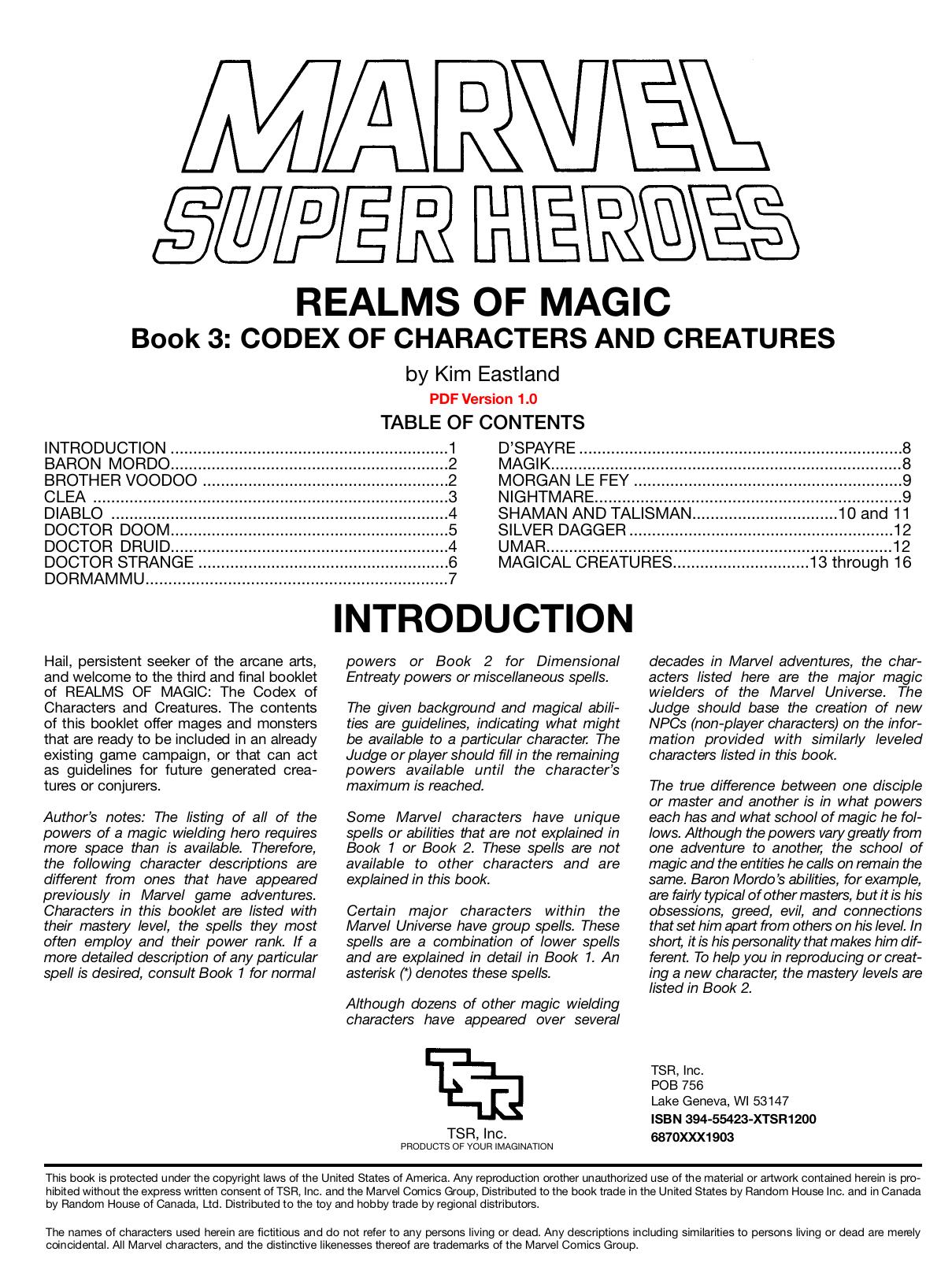 Marvel Super Heroes Realms of Magic Book 3 by Charles Christensen