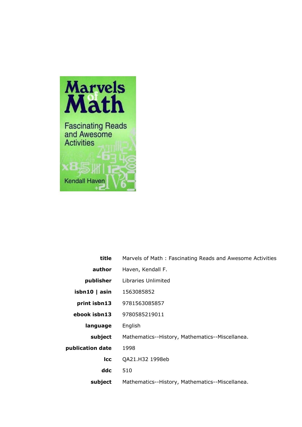 Marvels of Math by Fascinating Reads & Awesome Activities