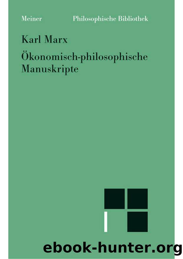 Marx by Ökonomisch-philosophische Manuskripte (9783787320790)