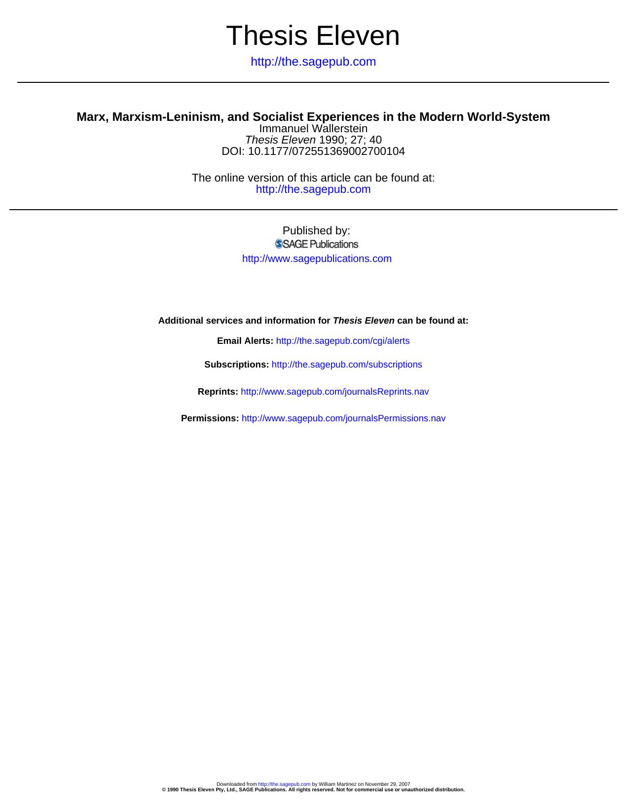 Marx, Marxism-Leninism, And Socialist Experiences In The Modern World-System by Unknown
