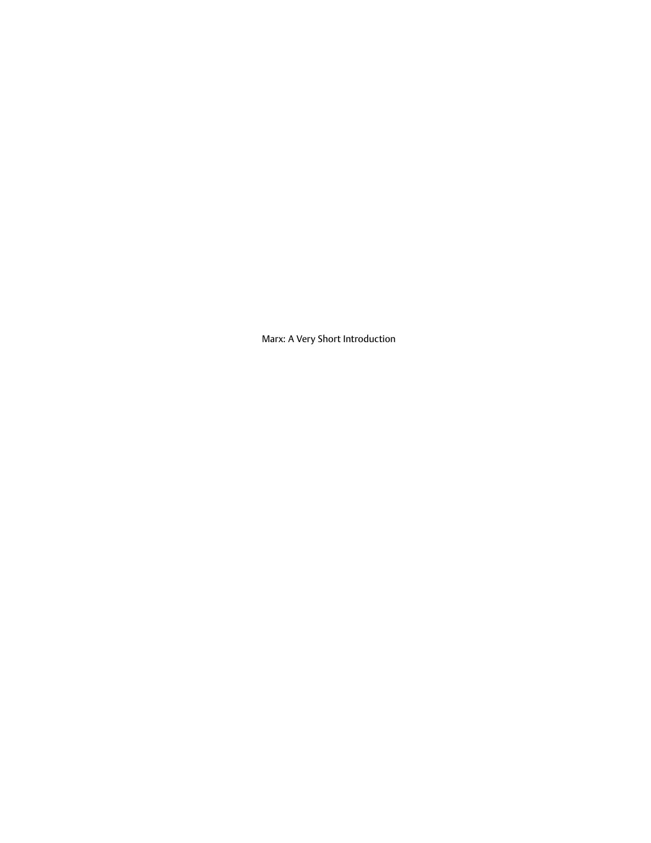 Marx: A Very Short Introduction by Peter Singer
