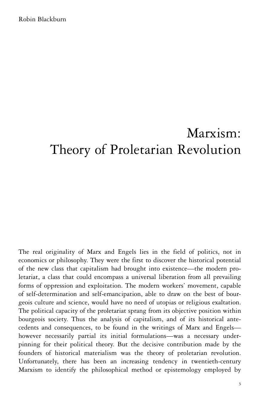 Marxism: Theory of Proletarian Revolution by Robin Blackburn