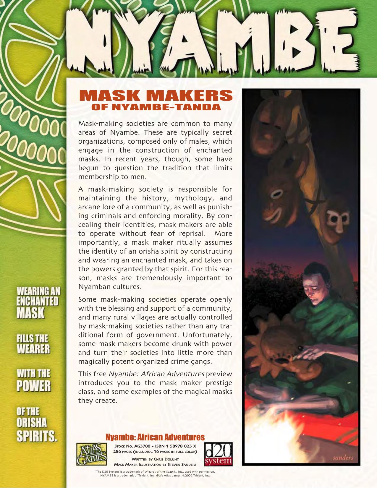 Mask Makers of Nyambe-Tanda by Chris Dolunt