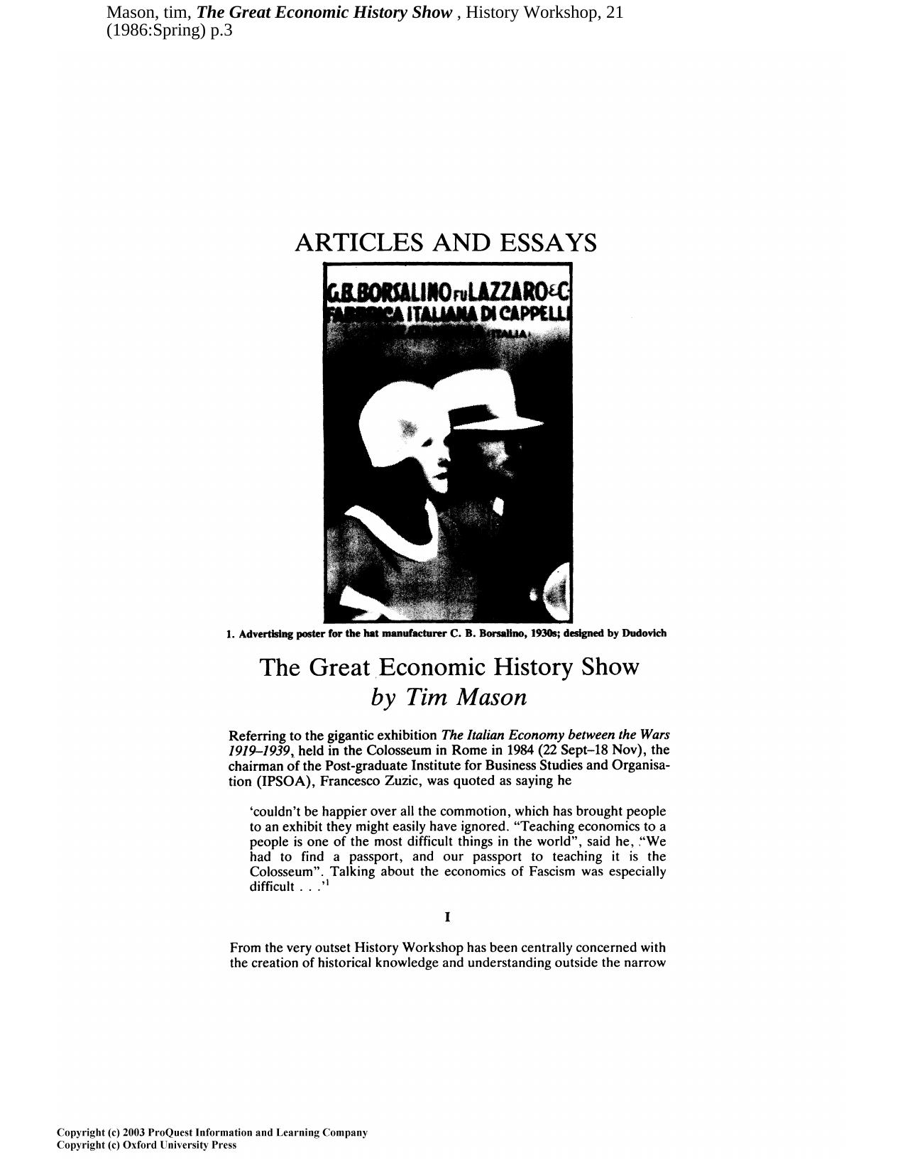 Mason Great Economic History Show by Unknown