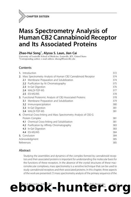 Mass Spectrometry Analysis of Human CB2 Cannabinoid Receptor and Its Associated Proteins by Zhao-Hui Song & Alyssa S. Laun & Jian Cai
