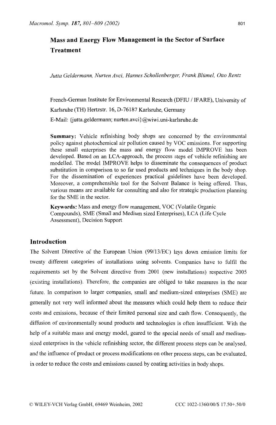 Mass and energy flow management in the sector of surface treatment by Unknown