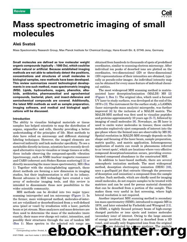 Mass spectrometric imaging of small molecules by AleÅ¡ SvatoÅ¡