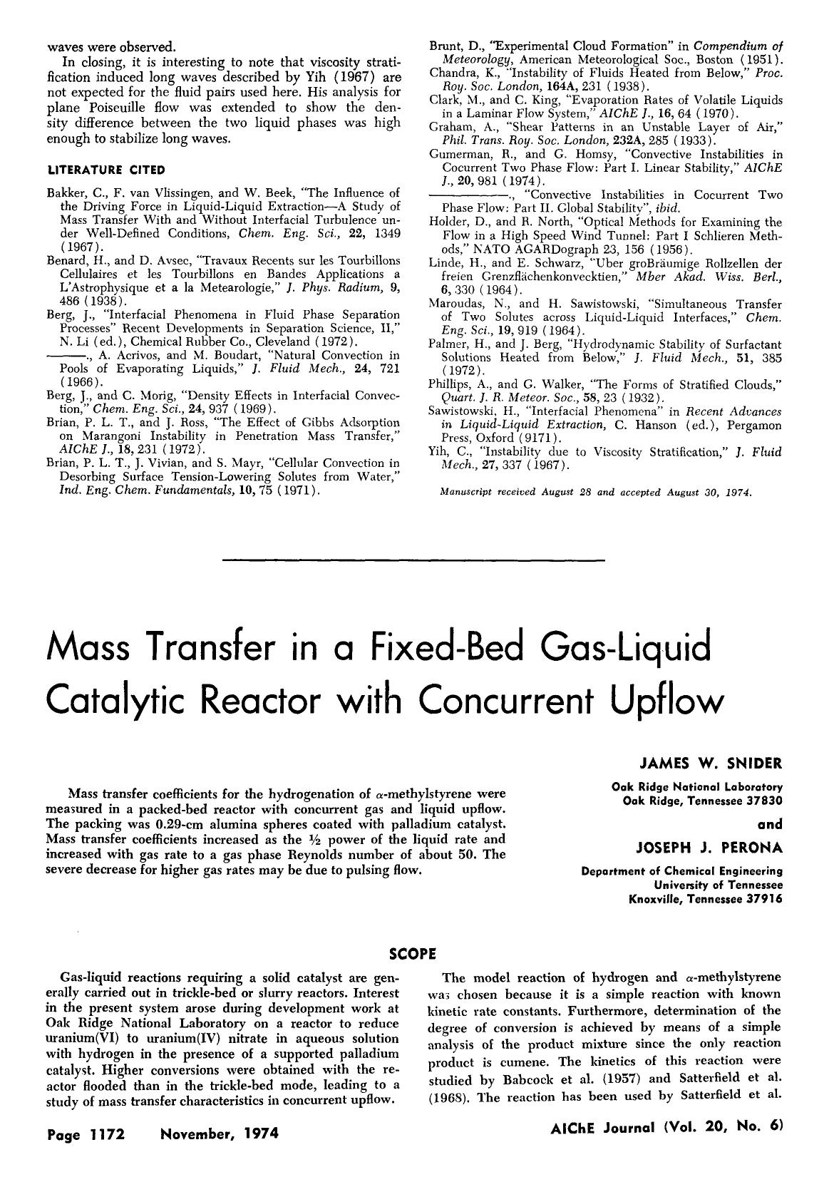 Mass transfer in a fixed-bed gas-liquid catalytic reactor with concurrent upflow by Unknown
