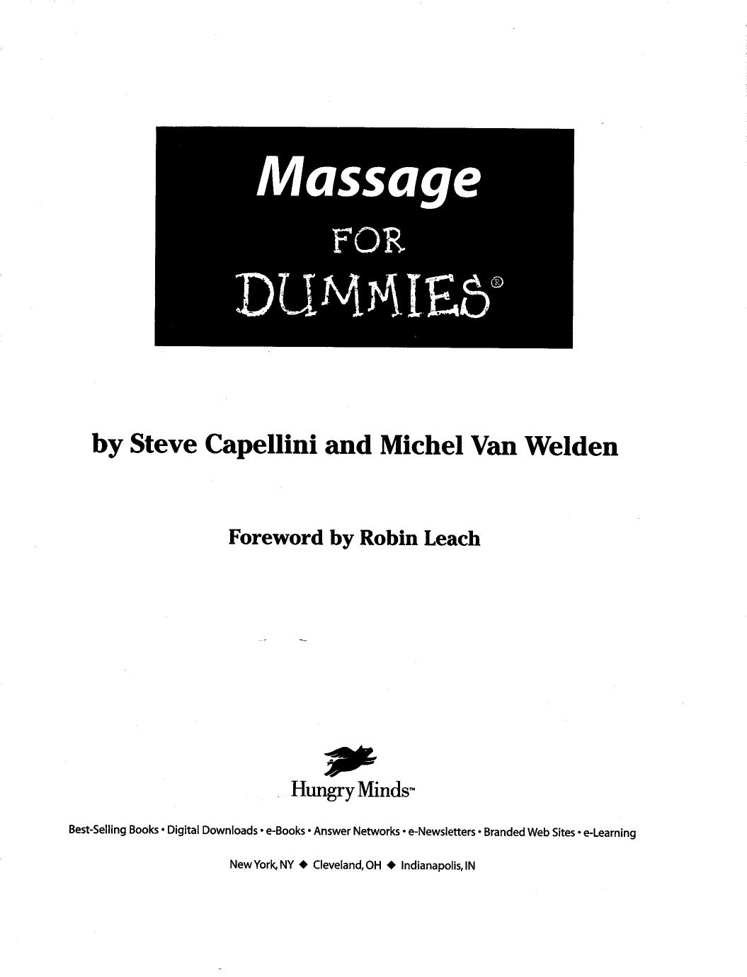 Massage for Dummies by Steve Capellini Michel Van Welden