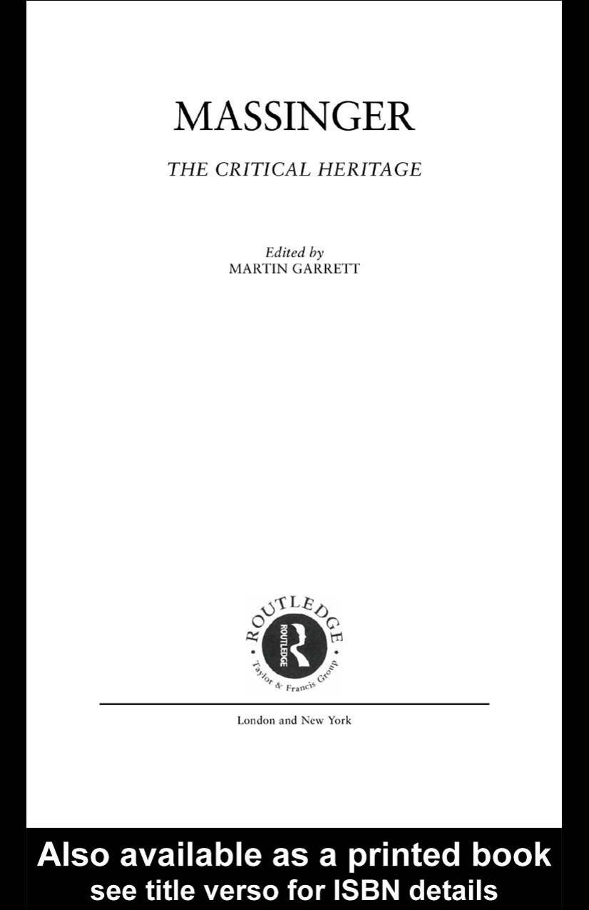 Massinger: The Critical Heritage by MARTIN GARRETT (edt)