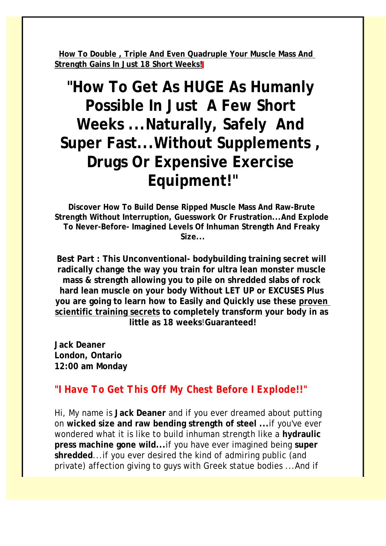 Massive Growth System-Weight Gain-Muscle Building. by Best of Kuszter's Collection