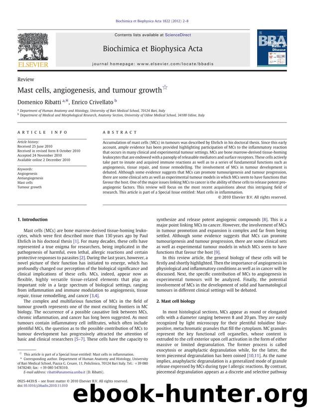 Mast cells, angiogenesis, and tumour growth by Domenico Ribatti & Enrico Crivellato