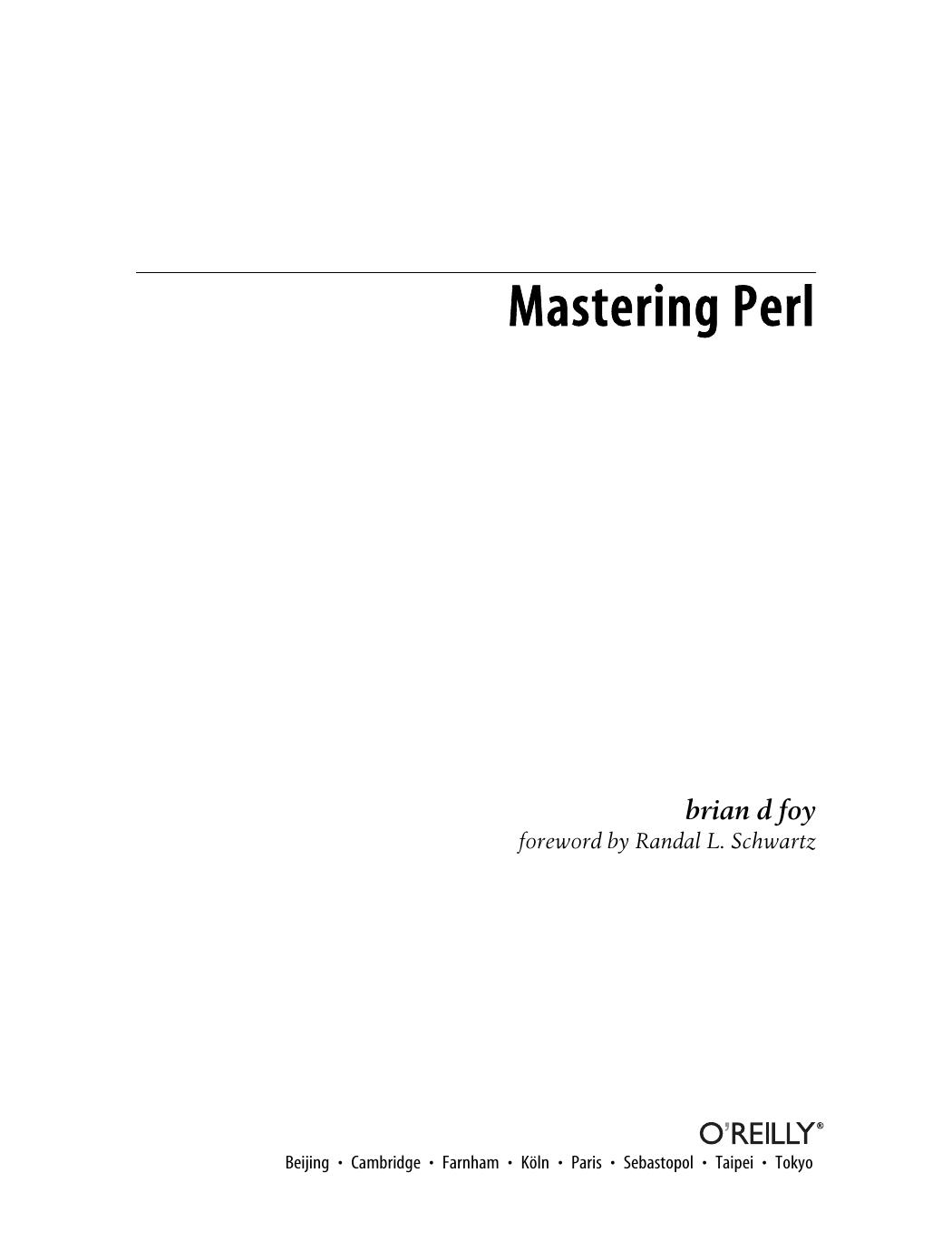 Mastering Perl by brian d foy