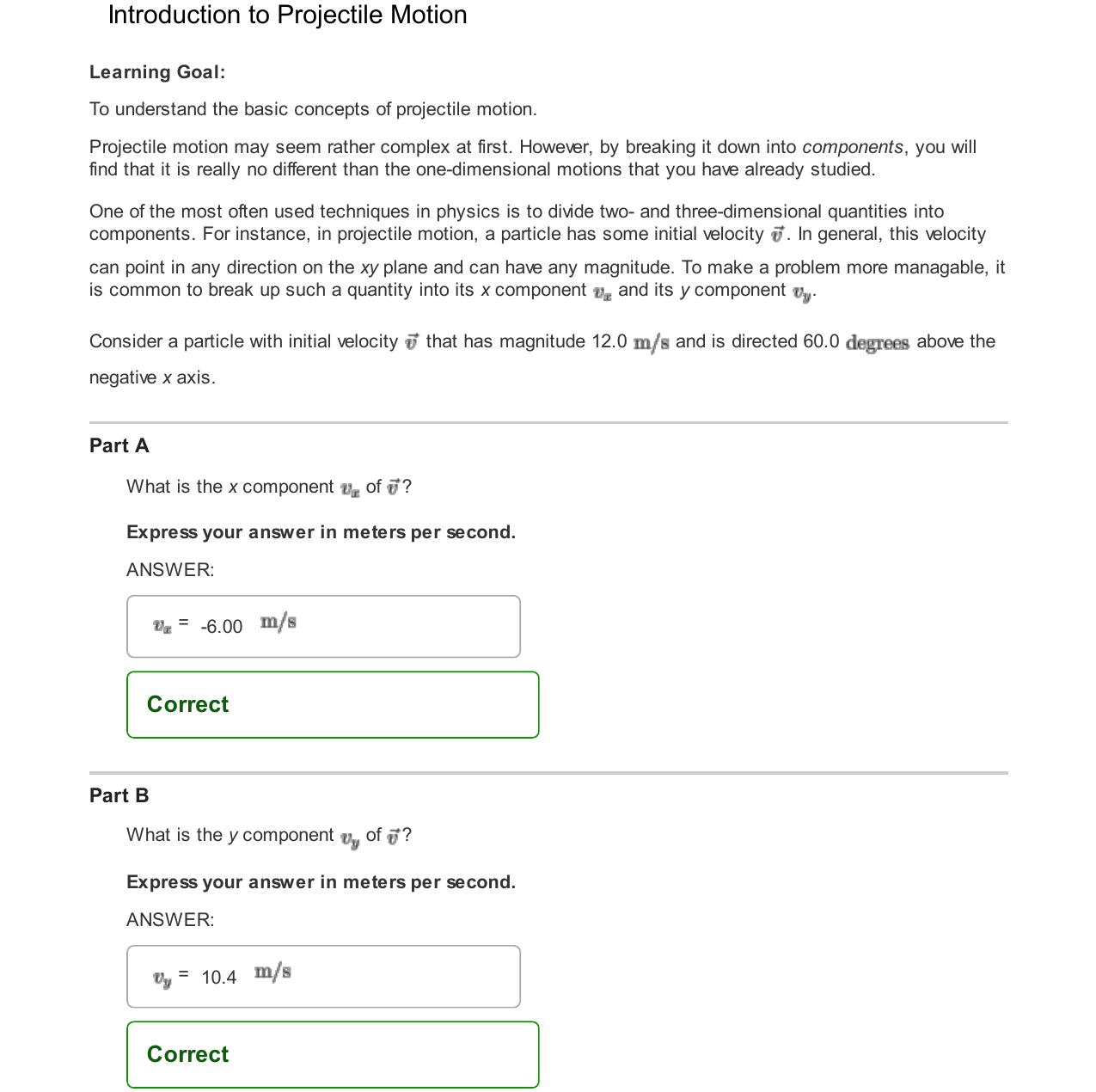 Mastering Physics- Projectile Motion Lab by Unknown