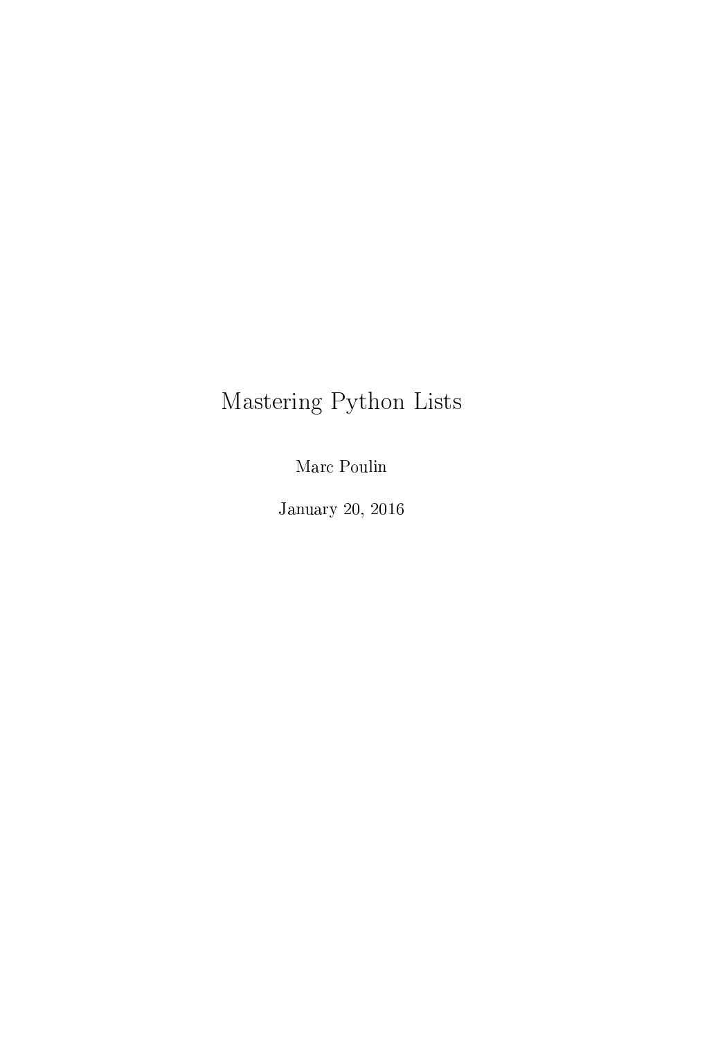 Mastering Python Lists by Marc Poulin