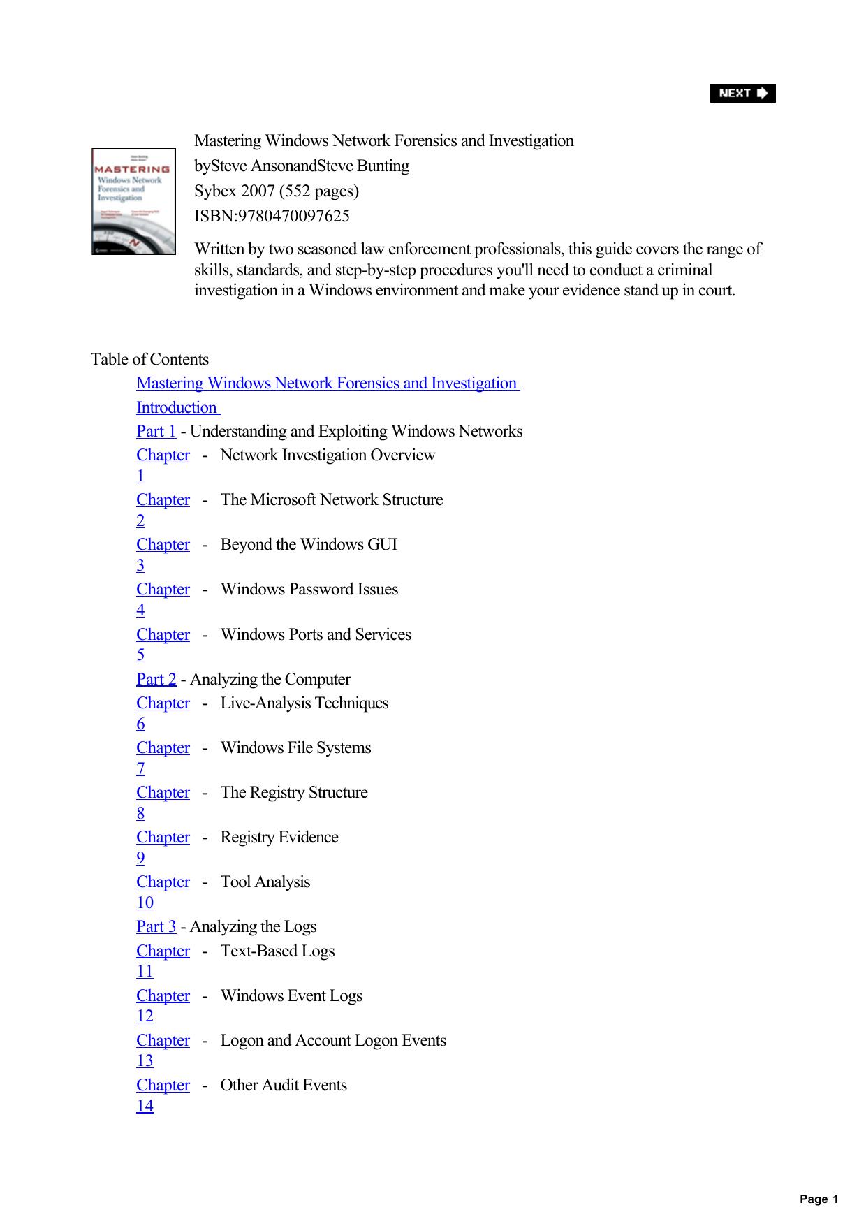 Mastering Windows Network Forensics by Steve Ansonand Steve Bunting