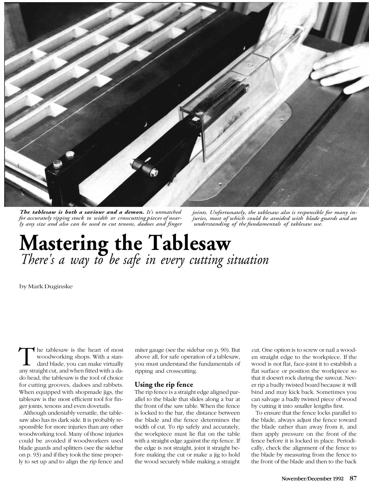 Mastering the Tablesaw by Mark Duginske