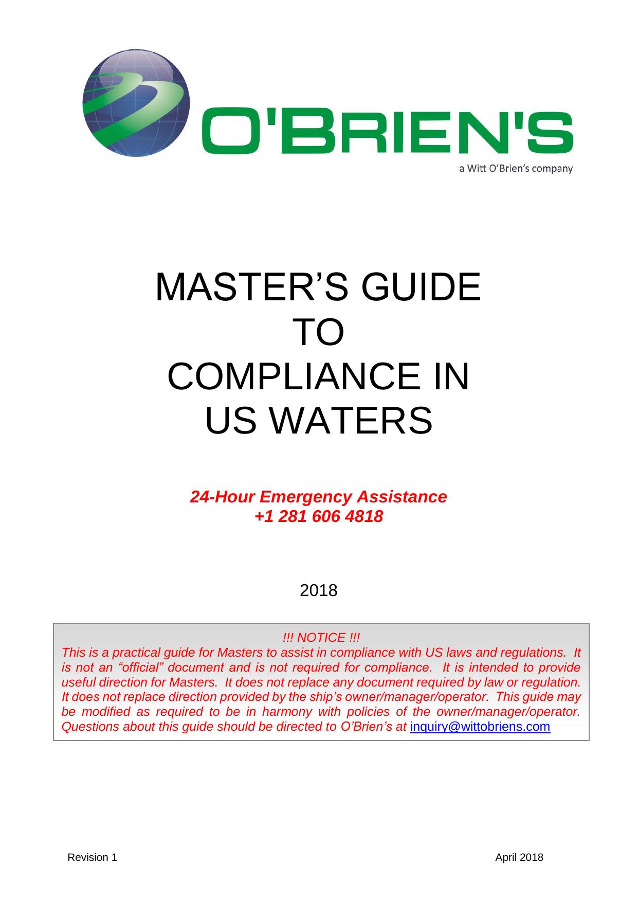Masters guide to compliance in US waters by Rock Sean