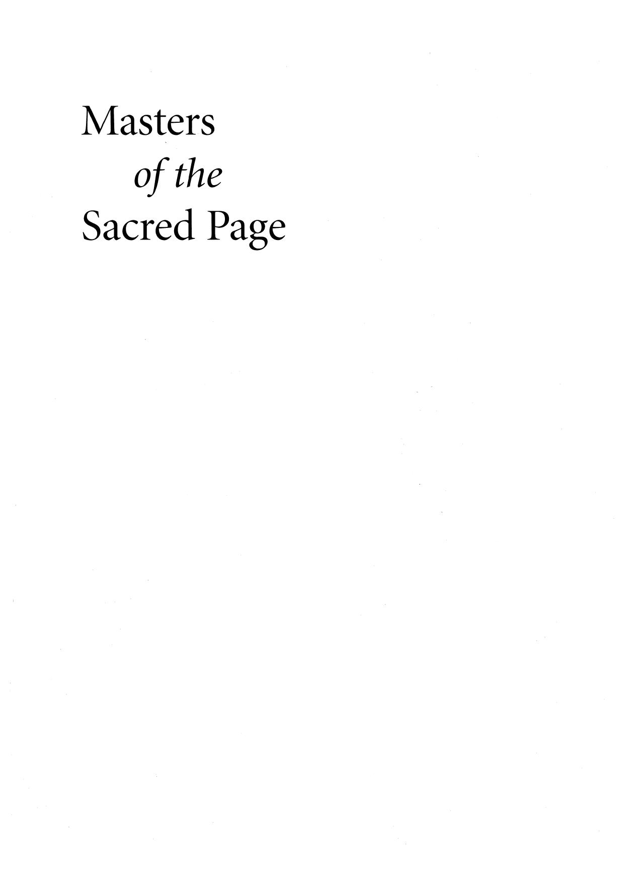 Masters of the sacred page: manuscripts of theology in the Latin West to 1274 by Lesley Smith