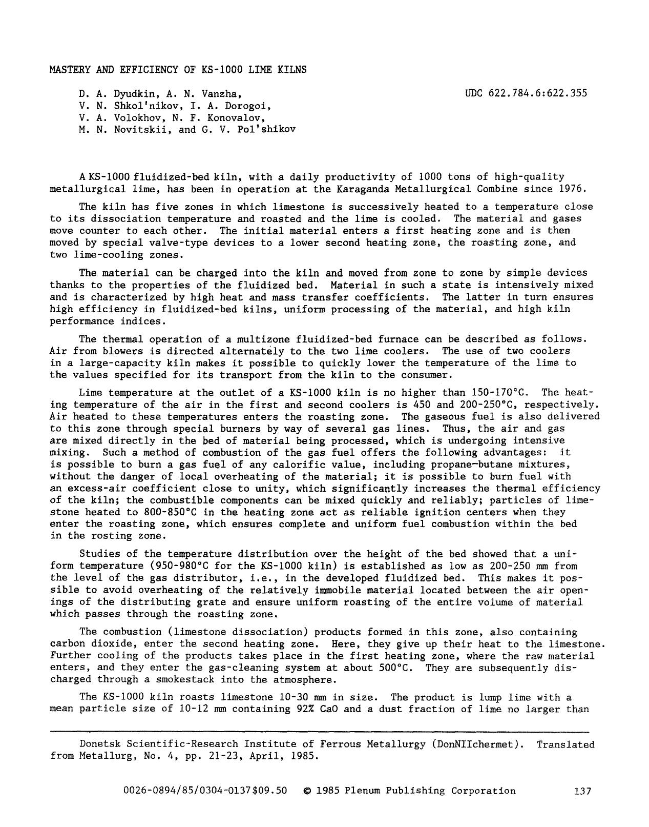 Mastery and efficiency of KS-1000 lime kilns by Unknown