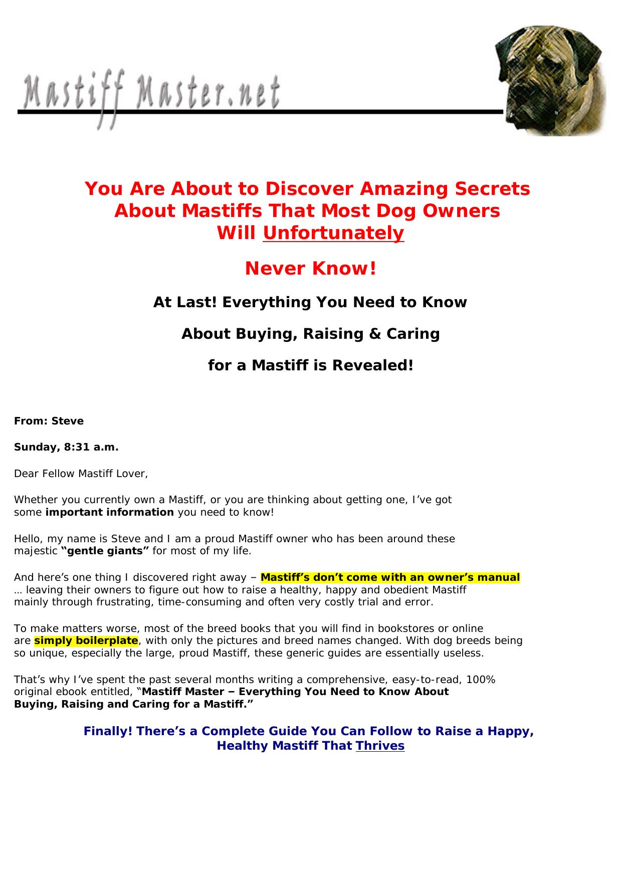 Mastiff Master - Training Guide For Mastiff Owners. by Best of Kuszter's Collection