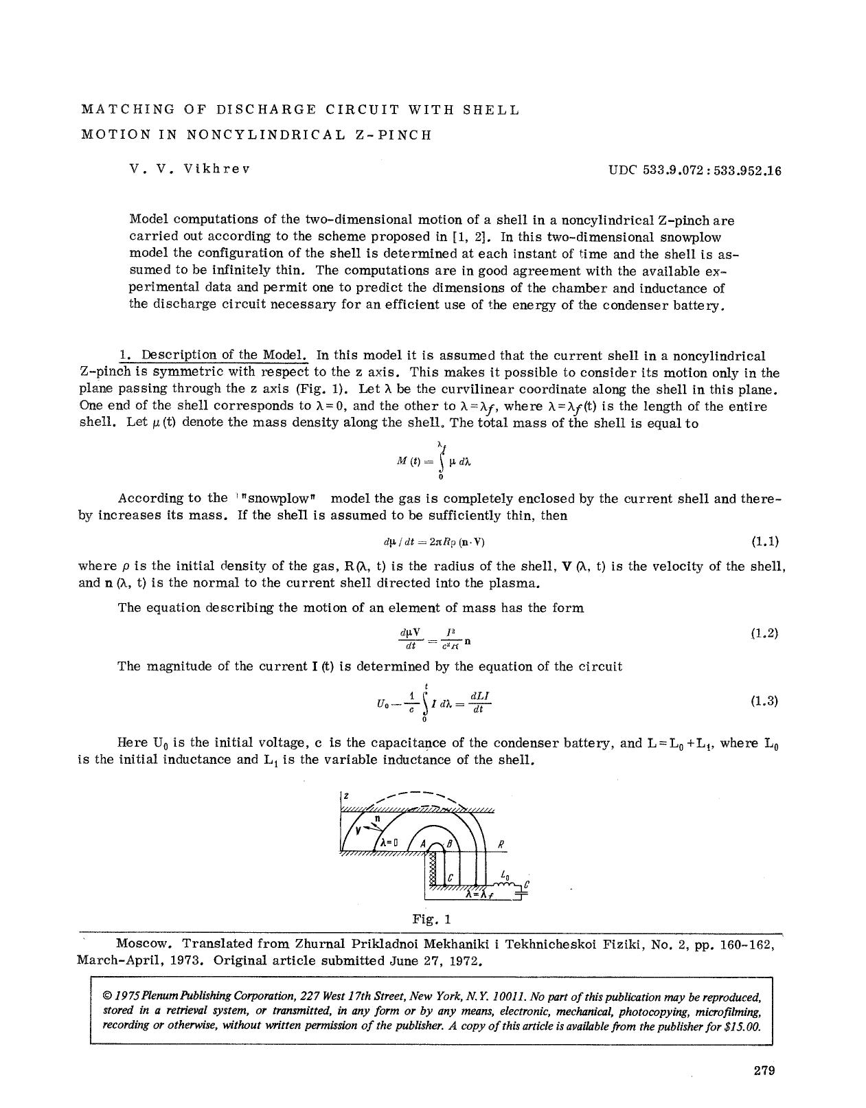 Matching of discharge circuit with shell motion in noncylindrical Z-pinch by Unknown